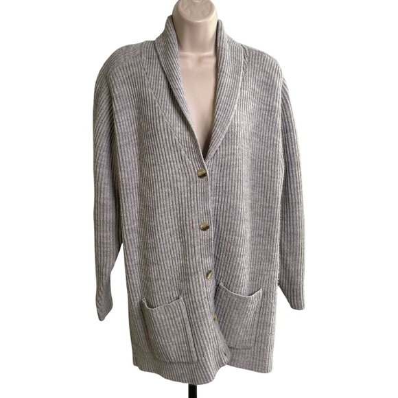 Outside Influence Gray Ribbed Knit Cardigan Sweater Pockets Plus Size 2X u - Picture 1 of 12